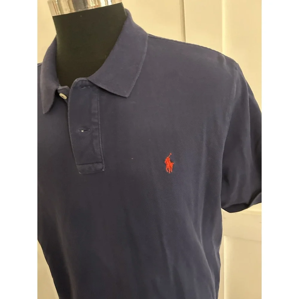 Polo Ralph Lauren Mens XXL TTG Navy Blue Short Sleeve Polo Shirt Red Pony Logo